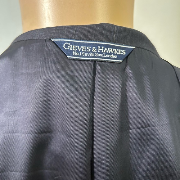 Givers & Hawkes No 1 Savile Row Navy Blue Pinstriped Wool 2pc Suit Sz 44L - Picture 9 of 16